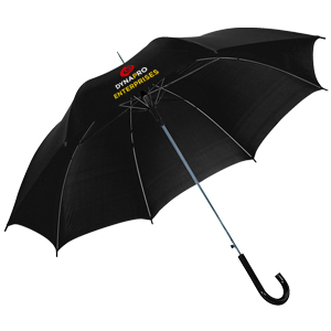 The picture shows a classic umbrella with large advertising area that can be personalised