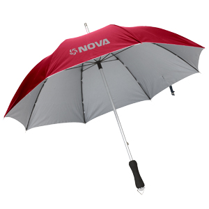 The picture shows a promotional umbrella where the colour and the imprint are perfectly coordinated